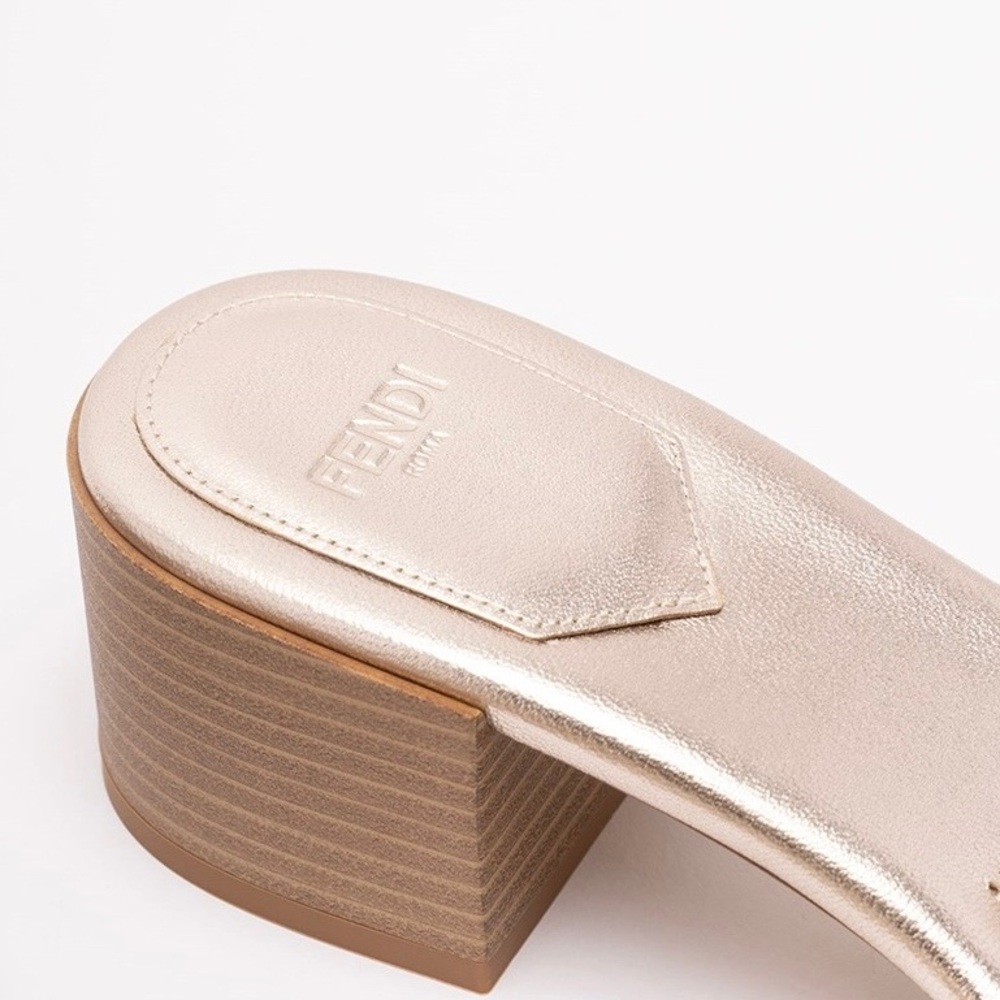 FENDI Baguette FF logo medium heeled slides sandals heels - Picture 3 of 5